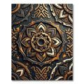 Metallic Gold and Charcoal Floral Medallion Rug