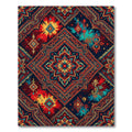 Radiant Crimson Teal Medallion Tie-Dye Rug
