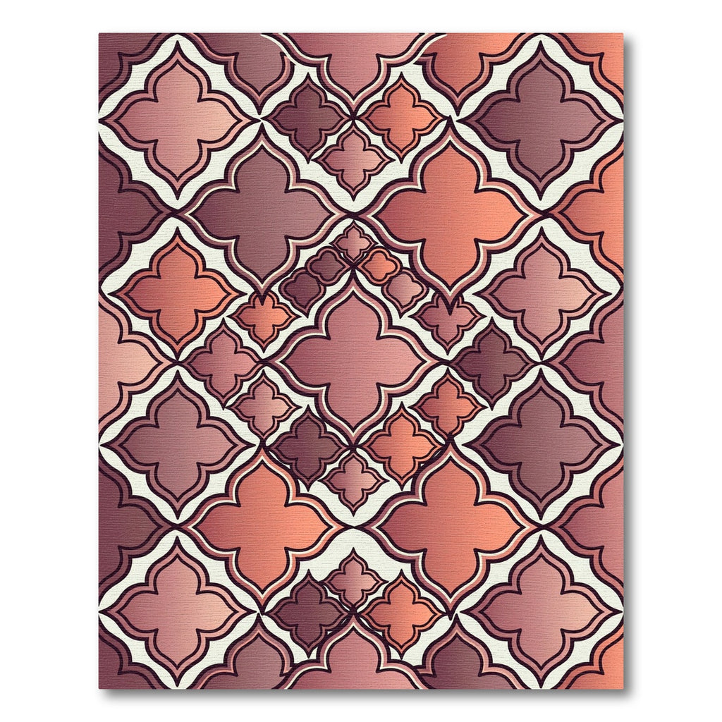 Rose Gold Quatrefoil Geometric Tile Rug