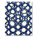 Modern Navy Three-Dimensional Geometric Lattice Rug