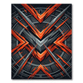 Dynamic Red Gray Abstract Angular Chevron Rug