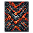 Dynamic Red Gray Abstract Angular Chevron Rug