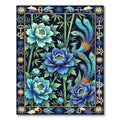 Azure Peony Phoenix Bamboo Garden Rug