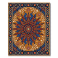 Rich Red Blue Sunburst Floral Medallion Rug