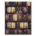 Mystical Purple Golden Occult Grimoire Rug