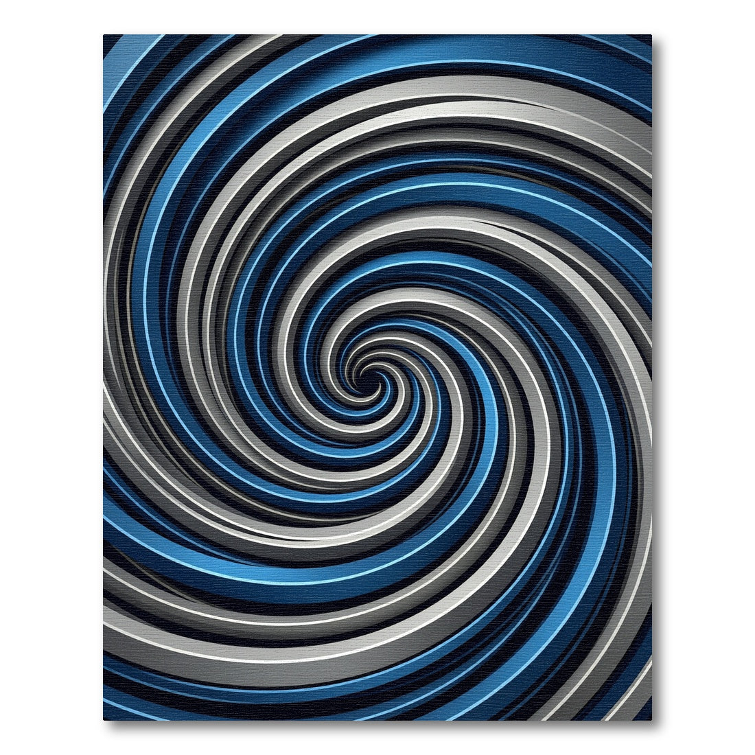 Modern Blue and Silver Swirl Spiral Rug