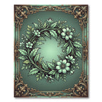 Elegant Sage Floral Wreath Flourish Rug