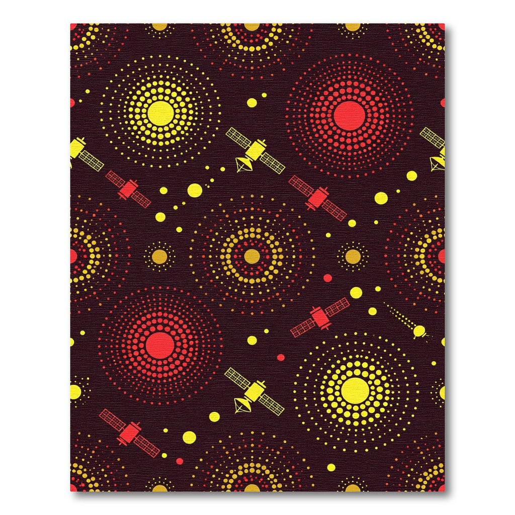 Cosmic Satellite Burst Red Yellow Rug