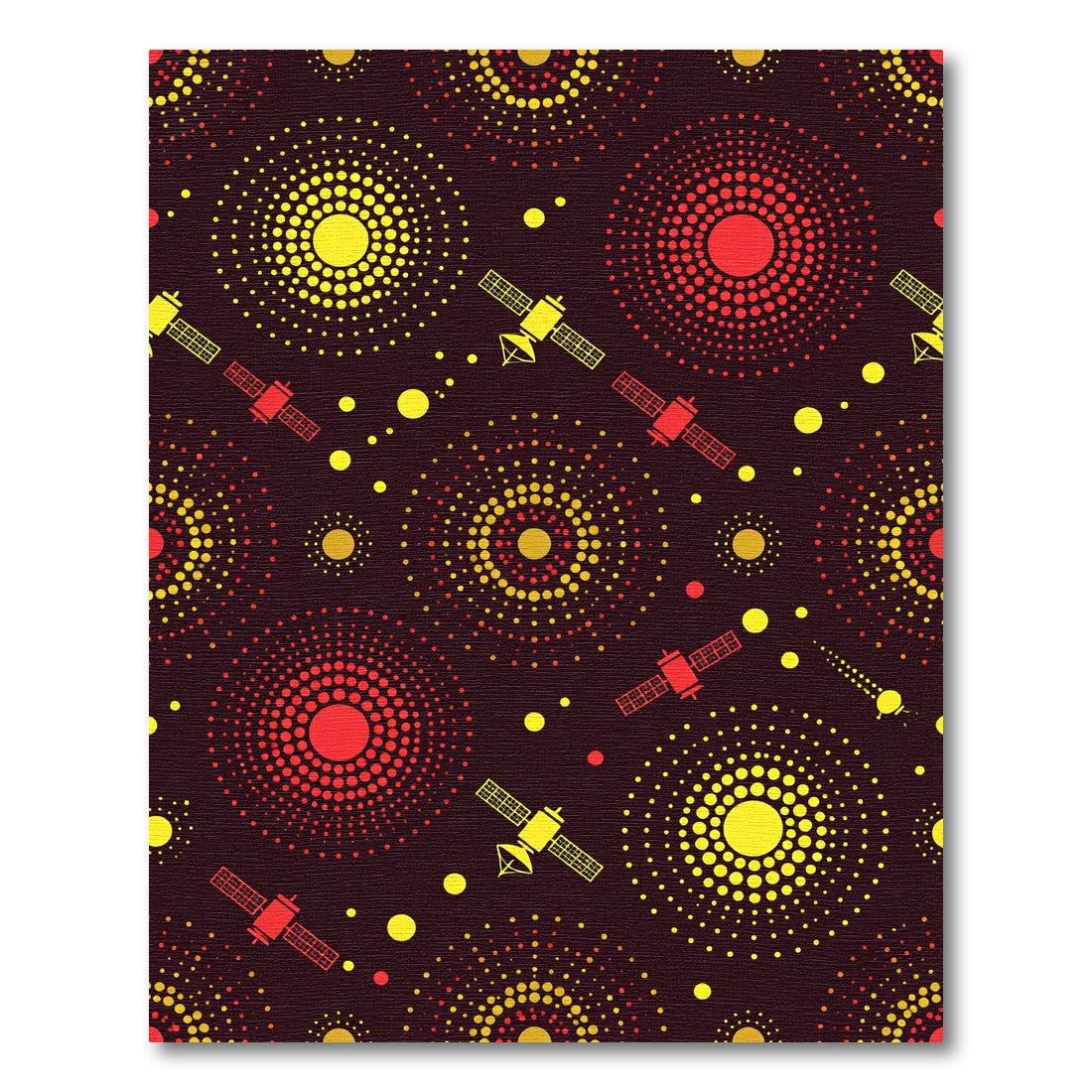 Cosmic Satellite Burst Red Yellow Rug