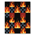 Fiery Crimson Checkerboard Flames Rug