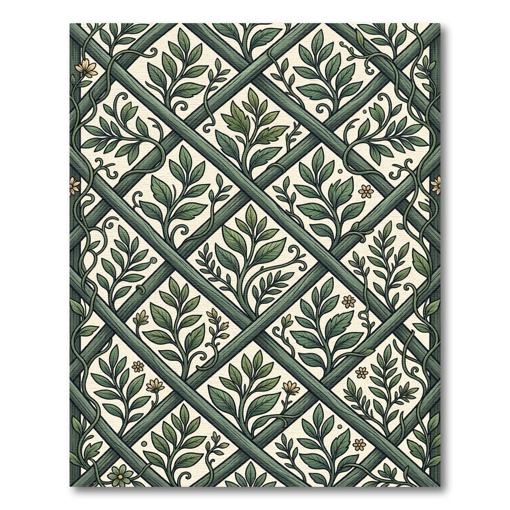 Sage Green Botanical Trellis Garden Rug