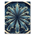 Radiant Blue Fountain Burst Circular Art Rug
