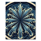 Radiant Blue Fountain Burst Circular Art Rug