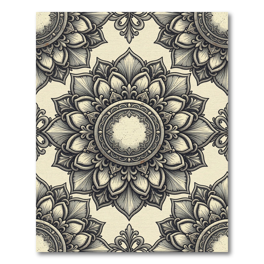 Ornate Antique Floral Mandala Rug