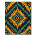 Vibrant Orange Teal Sunburst Ikat Rug