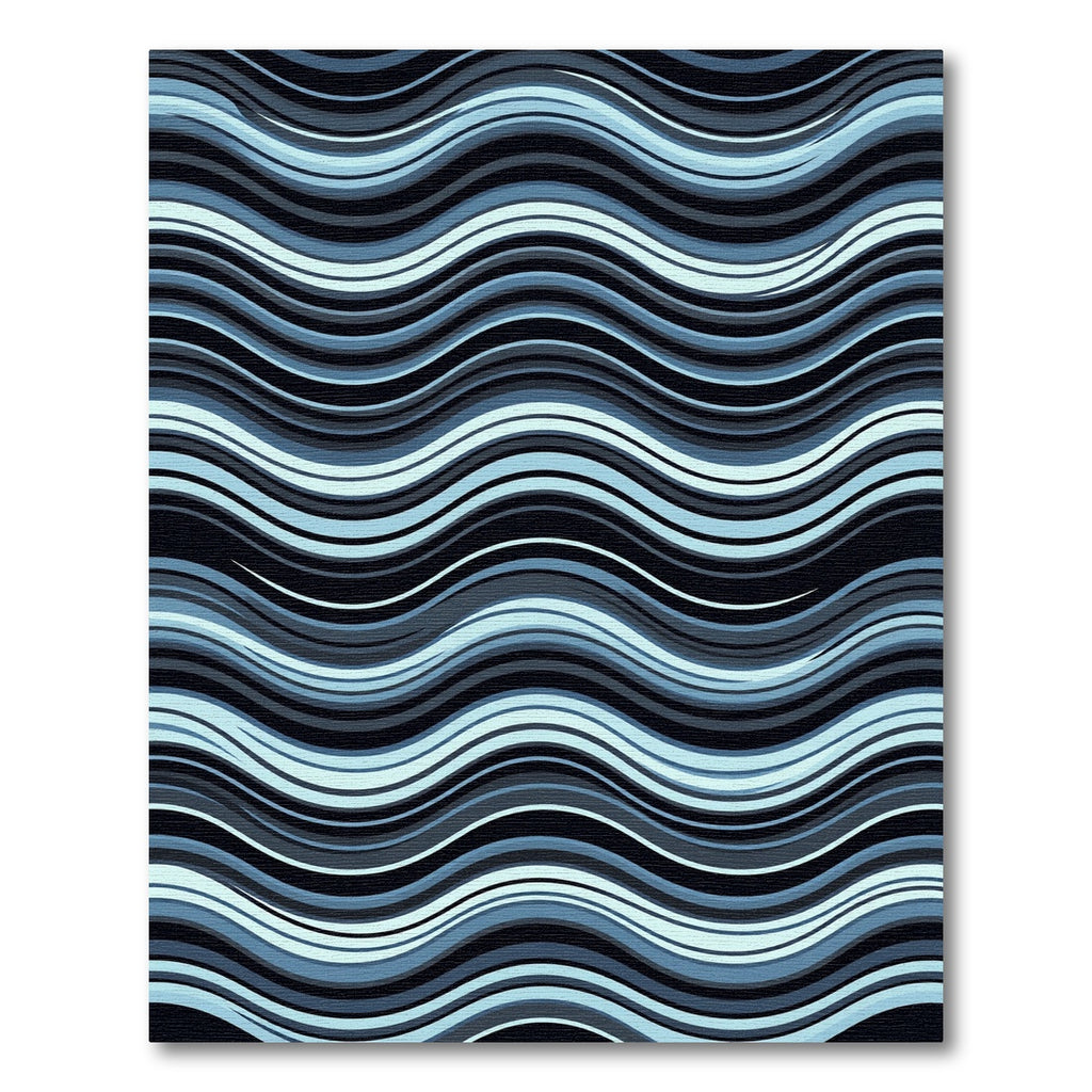 Deep Blue Abstract Wavy Stripes Rug