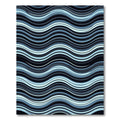 Deep Blue Abstract Wavy Stripes Rug