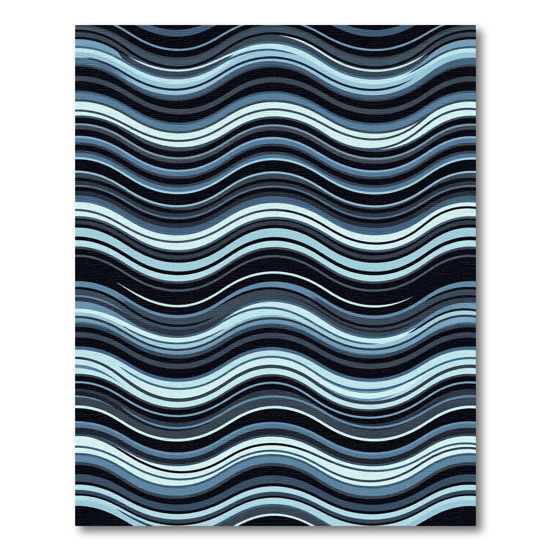 Deep Blue Abstract Wavy Stripes Rug