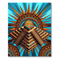 Vibrant Aztec Sun Pyramid Geometric Art Rug