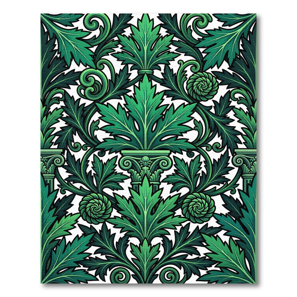 Emerald Green Acanthus Leaf Swirls Rug