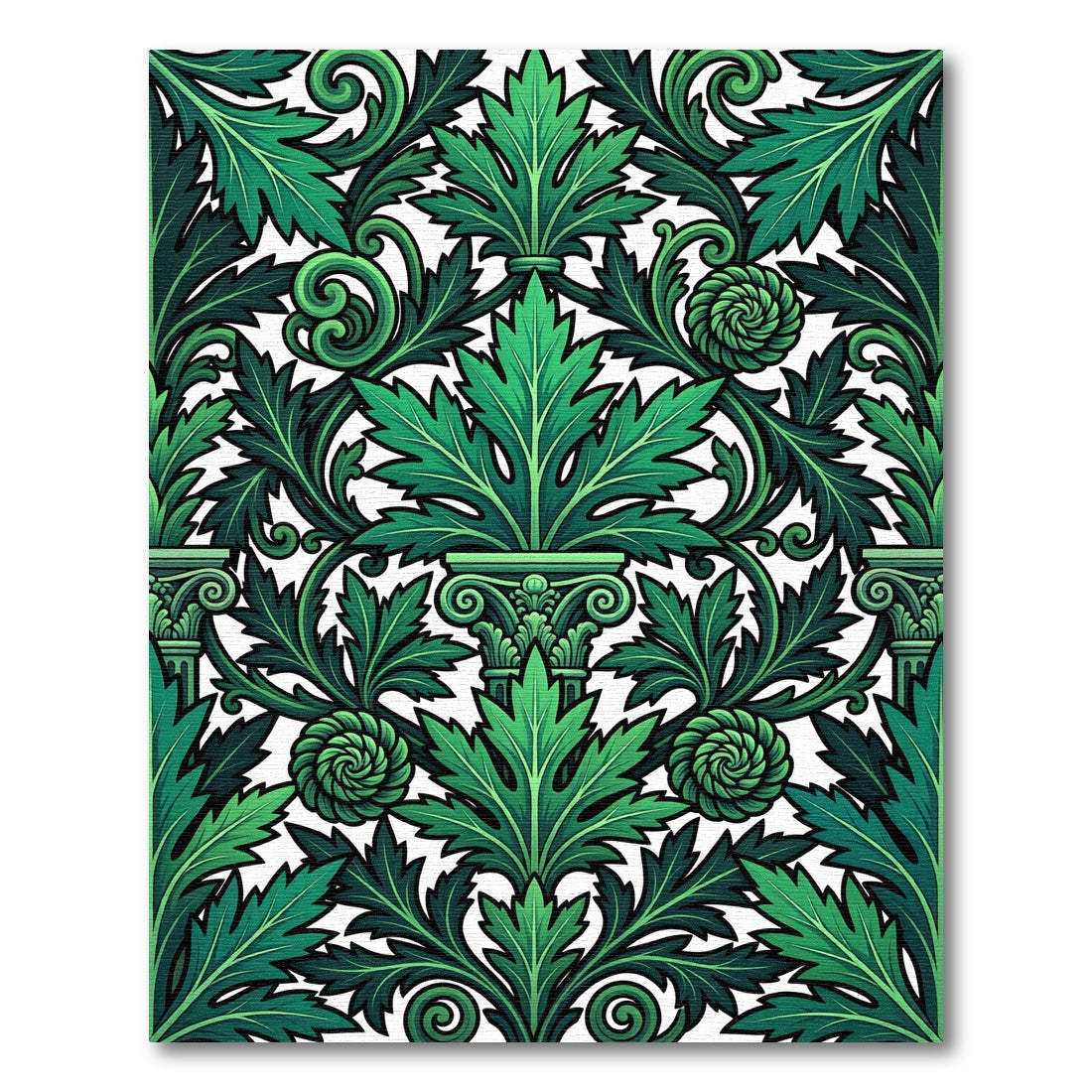 Emerald Green Acanthus Leaf Swirls Rug