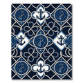 Navy Nautical Anchor Rope Geometric Rug