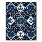 Navy Nautical Anchor Rope Geometric Rug