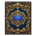 Ornate Golden Scroll Navy Royal Medallion Rug