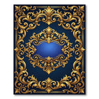 Ornate Golden Scroll Navy Royal Medallion Rug