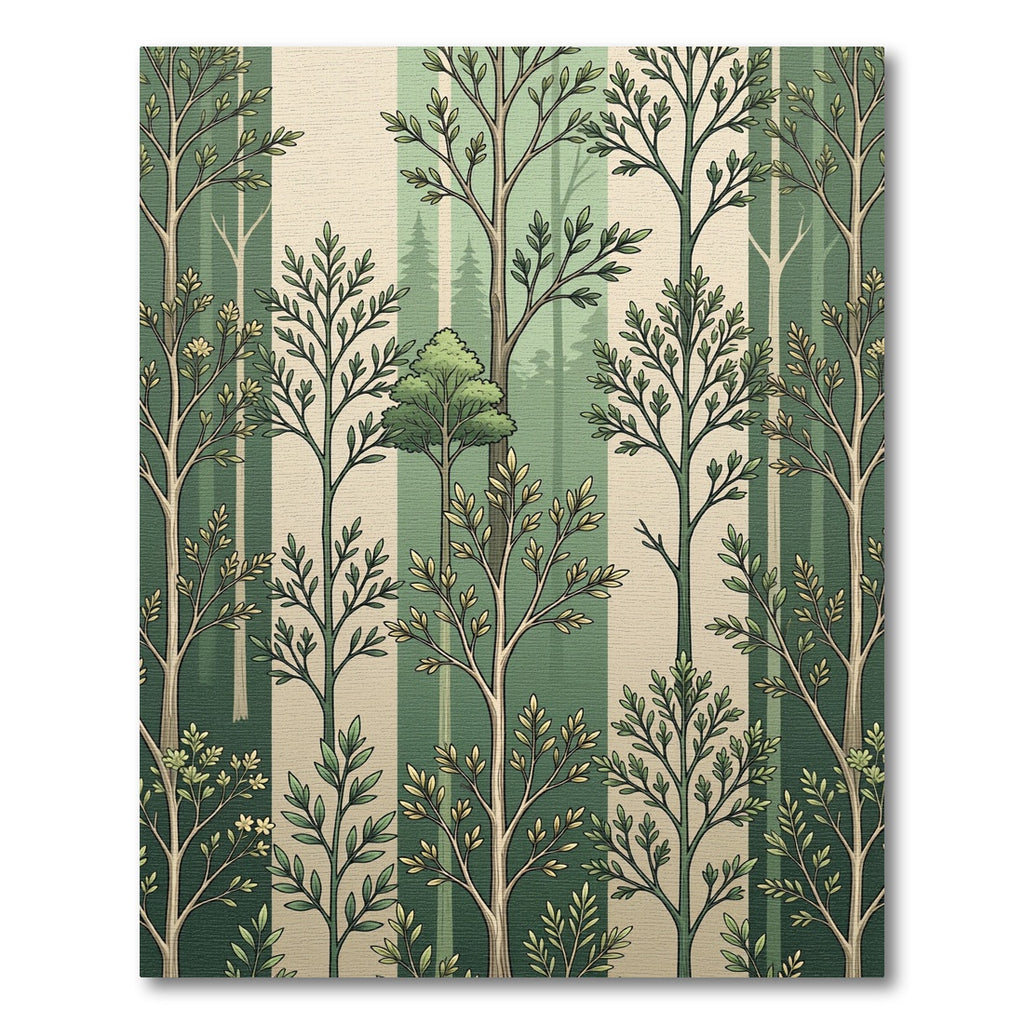 Forest Sage Vertical Woodland Tree Canopy Rug