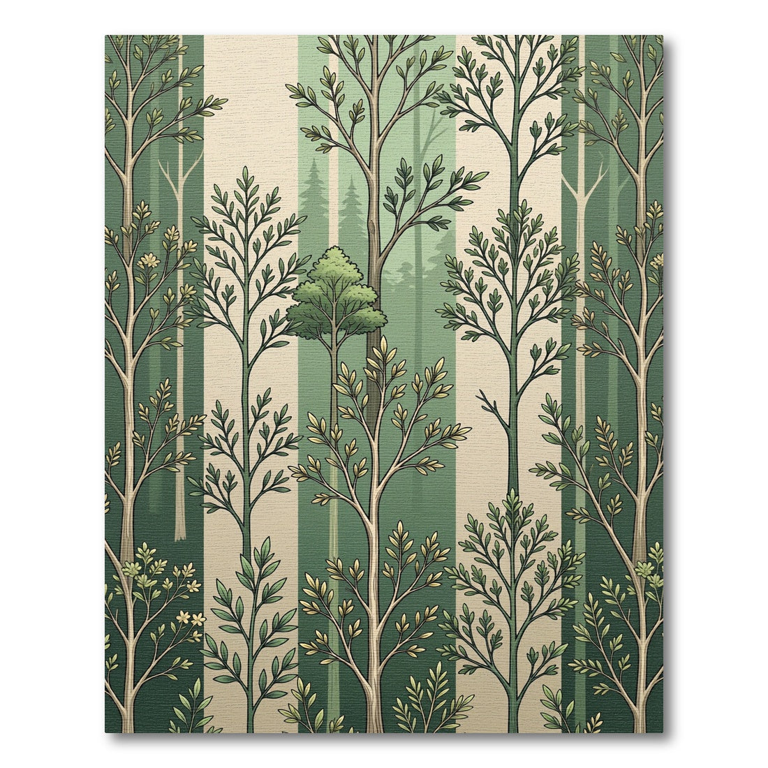 Forest Sage Vertical Woodland Tree Canopy Rug