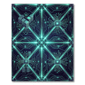 Neon Cyber Circuitry Grid Glowing Teal Rug