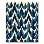 Modern Blue Geometric Mountain Peak Rug