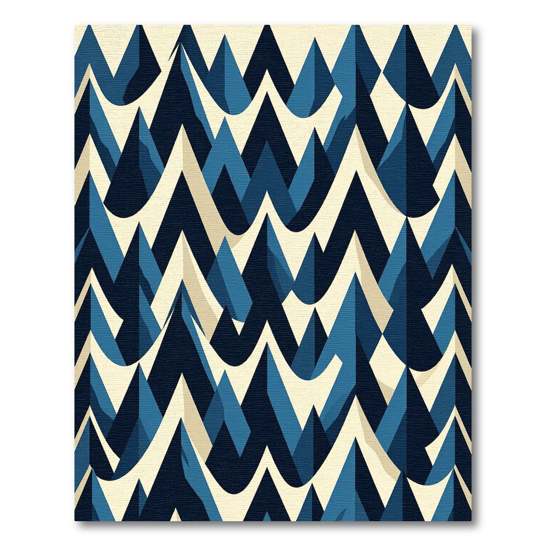 Modern Blue Geometric Mountain Peak Rug