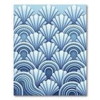 Art Deco Blue Shell Wave Rug