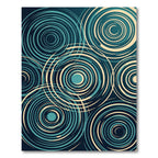 Teal and Cream Abstract Concentric Circles Rug