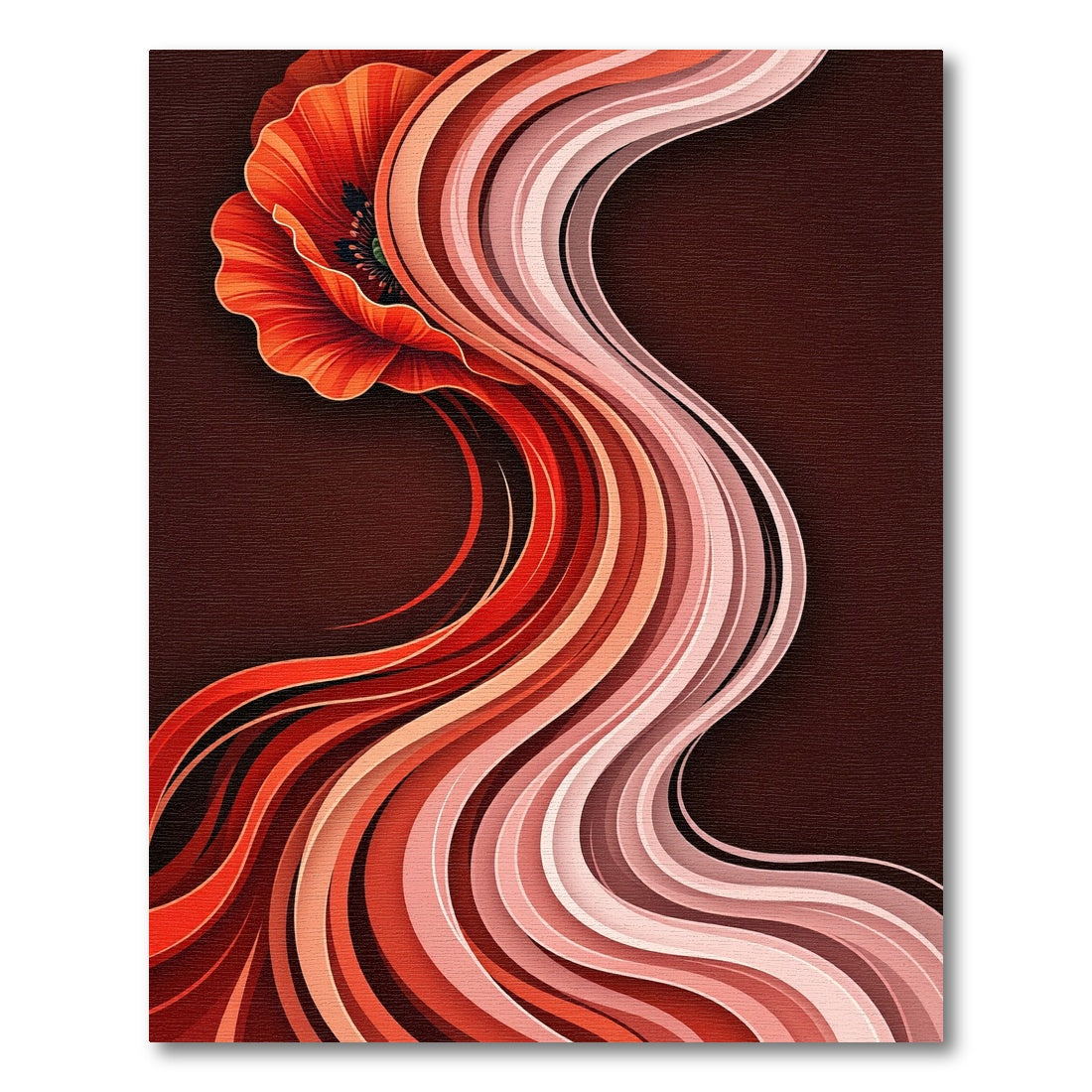 Crimson Poppy Wave Flow Rug