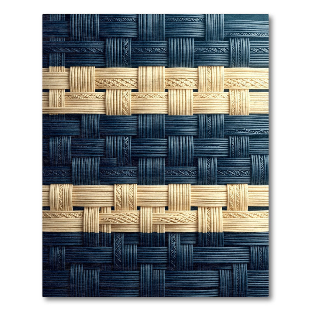 Blue and Cream Woven Geometric Lattice Rug