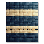 Blue and Cream Woven Geometric Lattice Rug