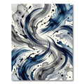 Deep Blue Gray Abstract Swirl Splatter Rug
