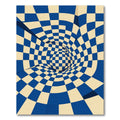 Cobalt Blue Cream Geometric Illusion Rug