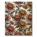 Vintage Autumn Chrysanthemum Floral Botanical Rug