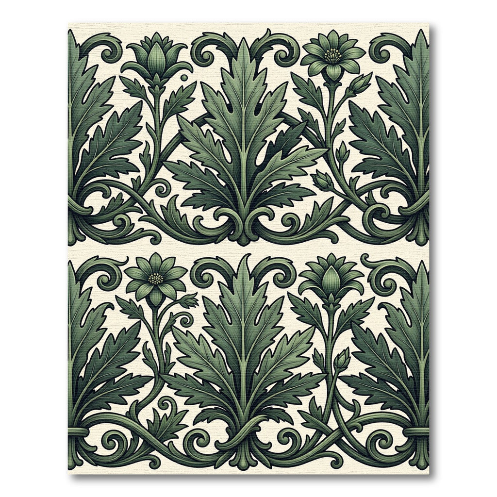 Emerald Botanical Acanthus Leaf Scroll Rug