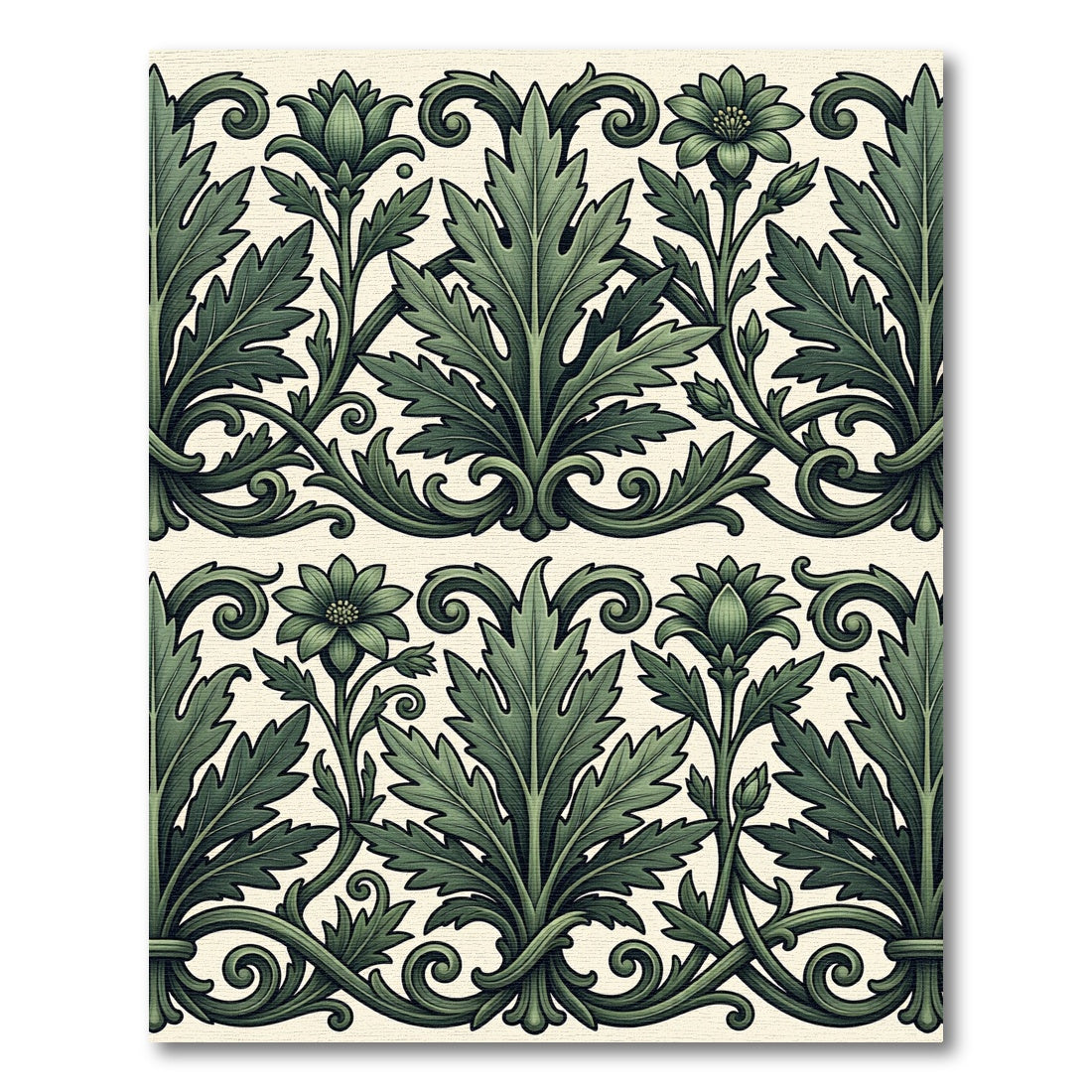 Emerald Botanical Acanthus Leaf Scroll Rug