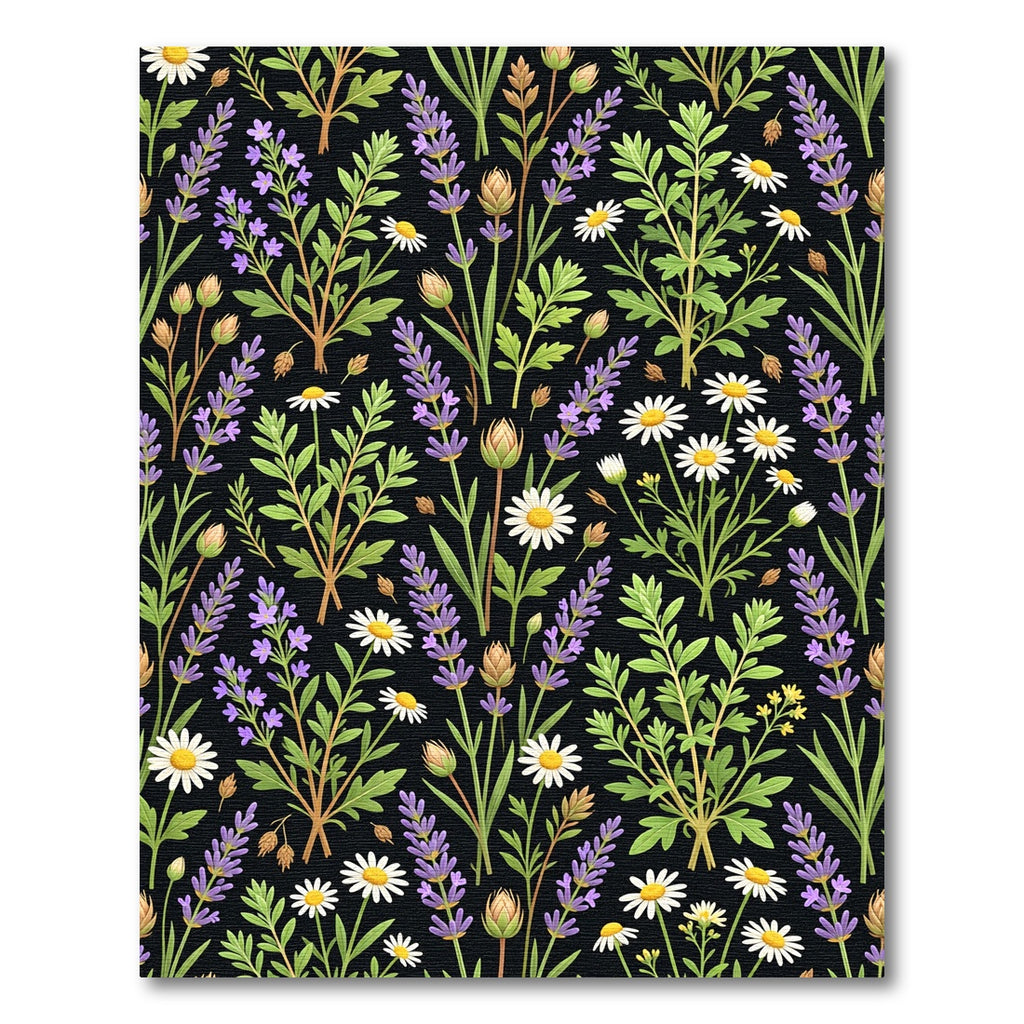 Black Lavender Daisy Garden Arrangement Rug