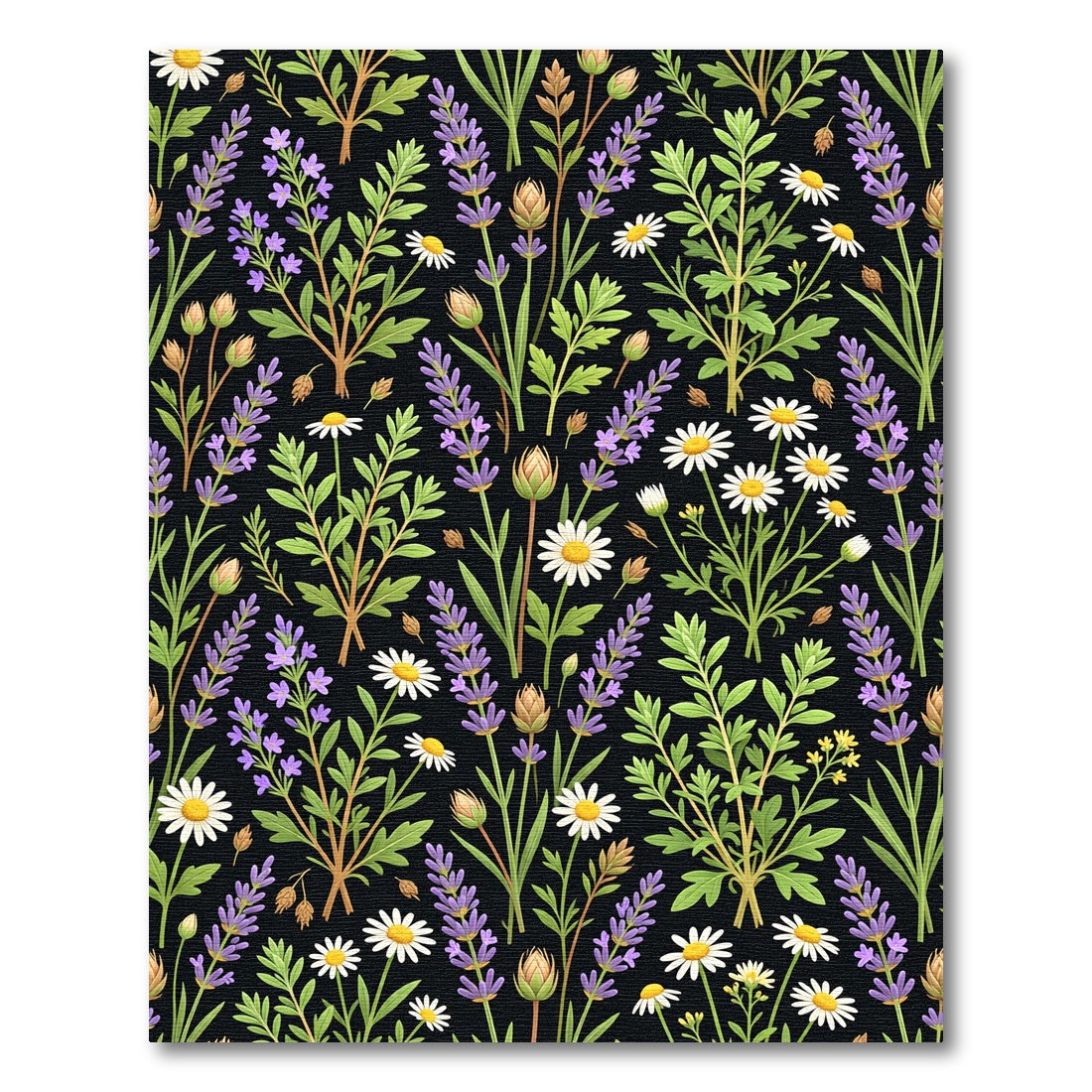 Black Lavender Daisy Garden Arrangement Rug