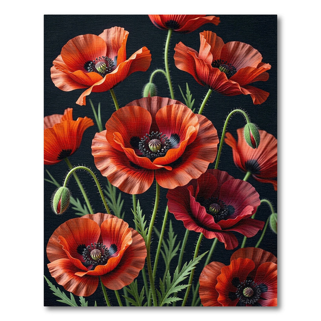 Vibrant Scarlet Poppy Botanical Rug
