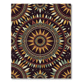 Celestial Sunburst Feather Mandala Earthy Tones Rug