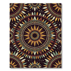Celestial Sunburst Feather Mandala Earthy Tones Rug