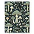 Sage Mushroom and Botanical Forest Illustration Rug